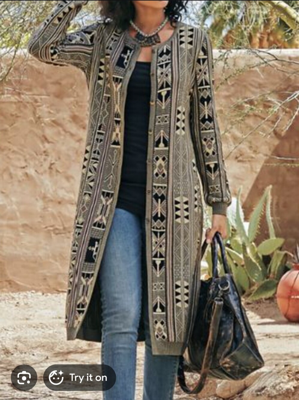 Peruvian Connection Women's Cardigan Coatigan Size XS Cotton Boho Quiet Luxury